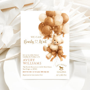 Teddybär Braun Ballon Schleife Baby Shower Einladung