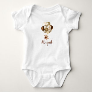 Teddybär Braun und Goldene Ballons Baby Strampler