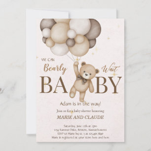 Teddybär braune Luftballons Babyparty Einladung