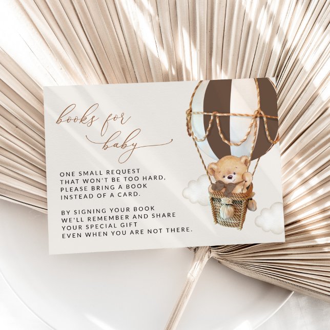 Teddybär, brauner Heißluftballon, Bücher für Baby Begleitkarte (Von Creator hochgeladen)