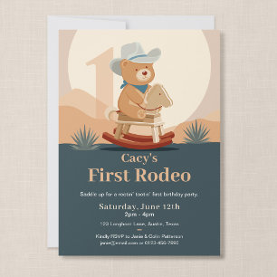Teddybär-Cowboy zum ersten Rodeo-Geburtstag Einladung