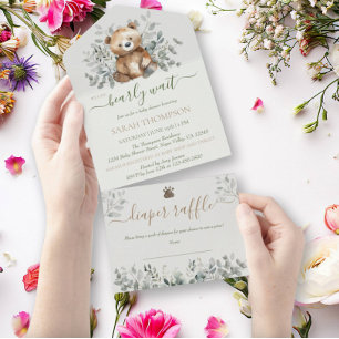Teddybär Cute geschlechtsneutrale Babyparty All In One Einladung