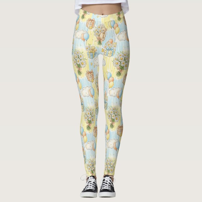 Teddybär Daisy Garten Muster (3) Leggings (Vorderseite)