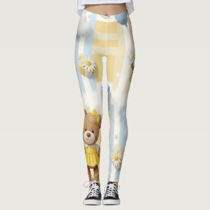 Teddybär-Daisy-Garten-Muster (8) Leggings