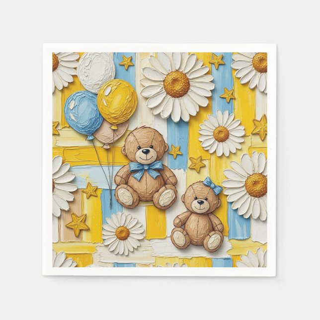 Teddybär-Daisy-Gartenmuster (11) Serviette (Vorderseite)