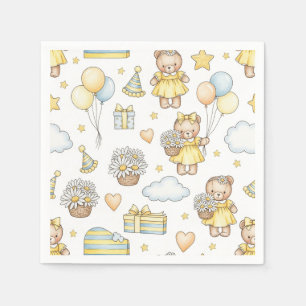 Teddybär-Daisy-Gartenmuster (14) Serviette