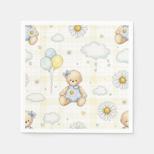 Teddybär-Daisy-Gartenmuster (15) Serviette (Vorderseite)