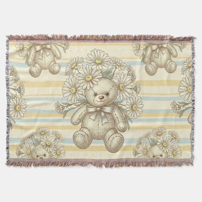 Teddybär-Daisy-Gartenmuster (1) Decke (Vorderseite)