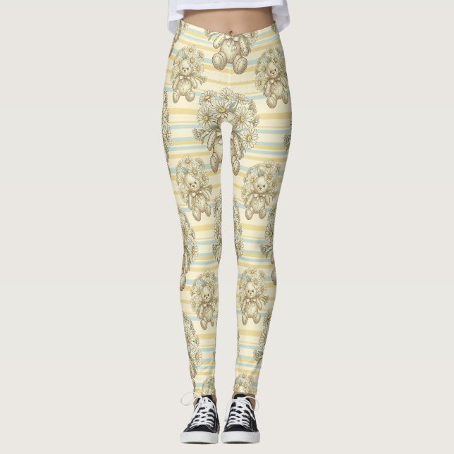 Teddybär-Daisy-Gartenmuster (1) Leggings (Vorderseite)