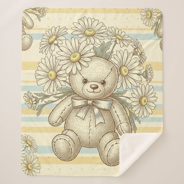 Teddybär-Daisy-Gartenmuster (1) Sherpadecke (Vorderseite)