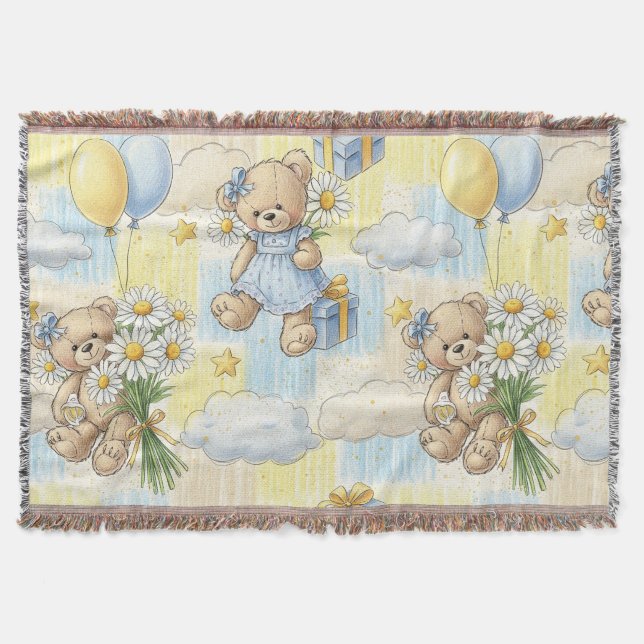 Teddybär-Daisy-Gartenmuster (2) Decke (Vorderseite)