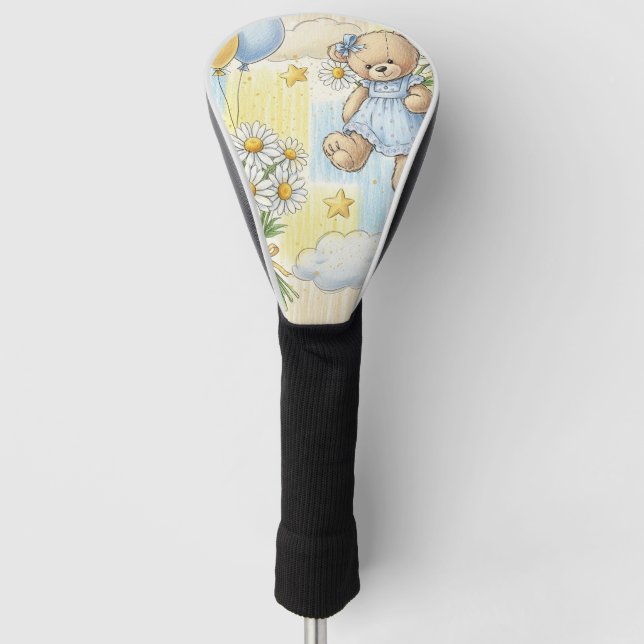 Teddybär-Daisy-Gartenmuster (2) Golf Headcover (Vorderseite)