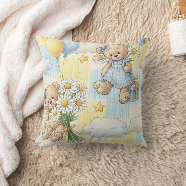 Teddybär-Daisy-Gartenmuster (2) Kissen (Decke)