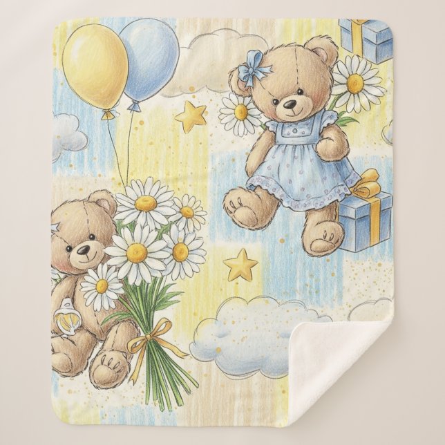 Teddybär-Daisy-Gartenmuster (2) Sherpadecke (Vorderseite)