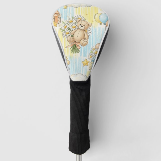 Teddybär-Daisy-Gartenmuster (3) Golf Headcover (Vorderseite)