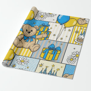 Teddybär-Daisy-Gartenmuster (4) Geschenkpapier
