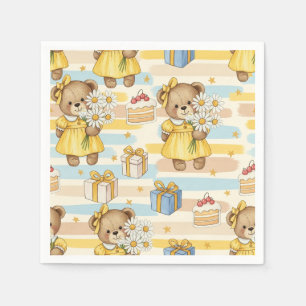 Teddybär-Daisy-Gartenmuster (5) Serviette