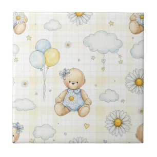 Teddybär-Daisy-Gartenmuster (6) Fliese