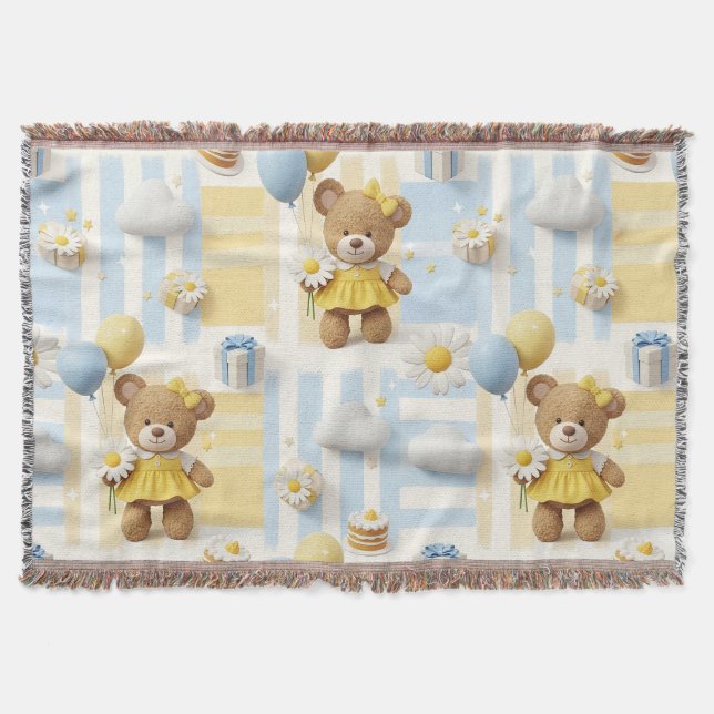 Teddybär-Daisy-Gartenmuster (8) Decke (Vorderseite)
