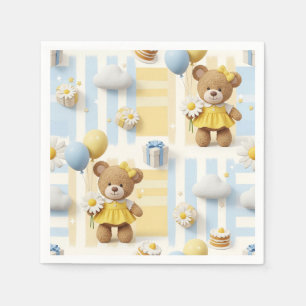 Teddybär-Daisy-Gartenmuster (8) Serviette