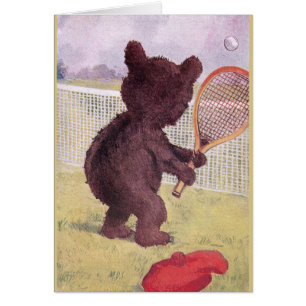 Teddybär, der Tennis spielt