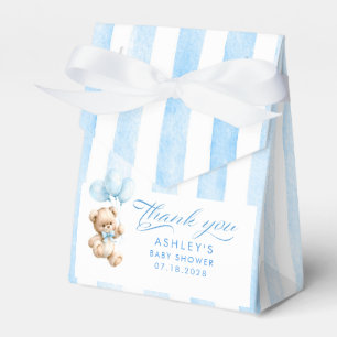 Teddybär Elegant Hellblau gestreift Baby Shower Geschenkschachtel
