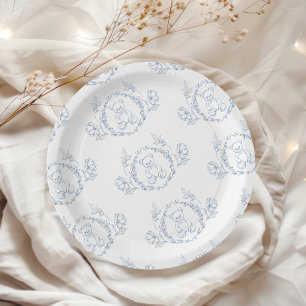 Teddybär Elegante Chinoiserie Toile Babyparty Pappteller