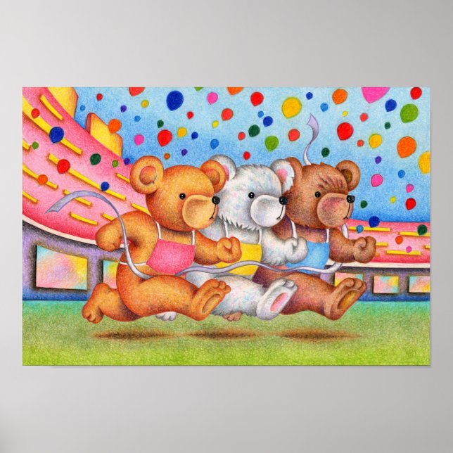 Teddybär-Finishlinie. Poster (Vorne)