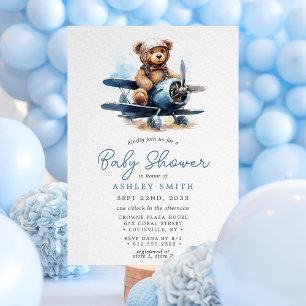 Teddybär-Flugzeug-Baby-Party  Einladung