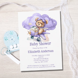 Teddybär-Flugzeug-Junge-Baby-Shower-Einladung Einladung