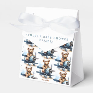Teddybär Flugzeug Wasserfarbe Jungen Baby Shower Geschenkschachtel