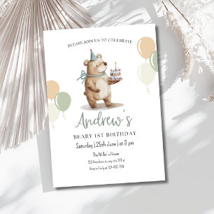 Teddybär-Geburtstagseinladung, Beary 1. Geburtstag Einladung
