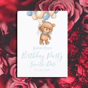 Teddybär-Geburtstagsfeier Blaues Kind Hochzeitsank Postkarte