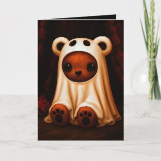 Teddybär-Geist-Halloween-Kostüm-Illustration Karte