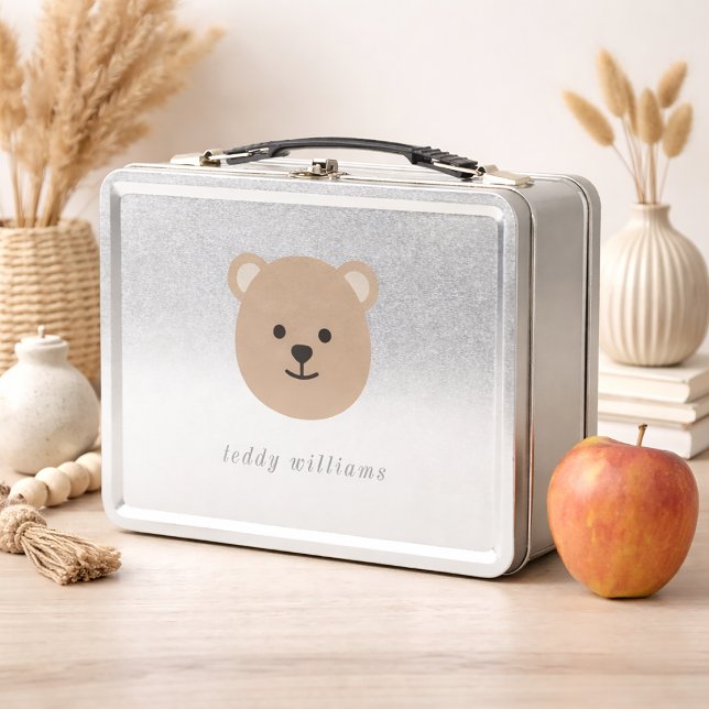Teddybär Gesicht Metall Brotdose (Zazzle Teddy Bear Face Metal Lunch Box)