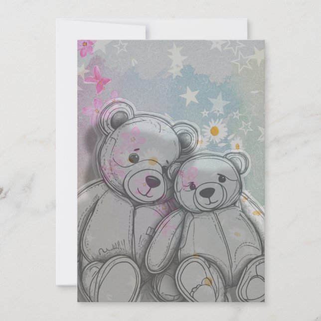 Teddybär Glück  Einladung (Vorderseite)