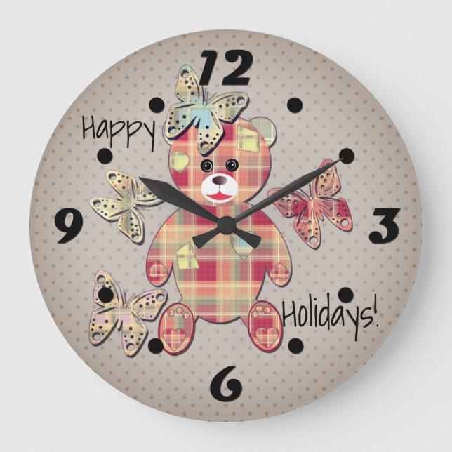 Teddybär Große Wanduhr (Vorderseite)