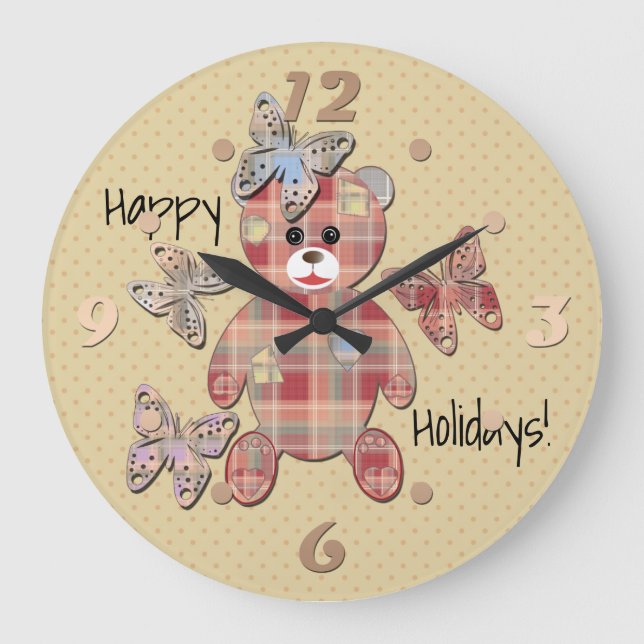 Teddybär Große Wanduhr (Vorderseite)