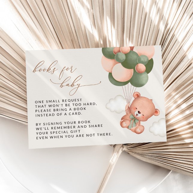 Teddybär, Grüne Balloons, Bücher für Baby Begleitkarte (Von Creator hochgeladen)