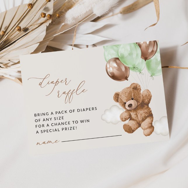 Teddybär, Grüne Balloons, Windelrumpf Begleitkarte (Von Creator hochgeladen)