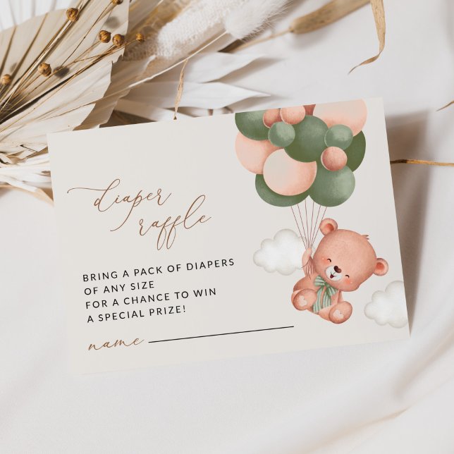 Teddybär, Grüne Balloons, Windelrumpf Begleitkarte (Von Creator hochgeladen)