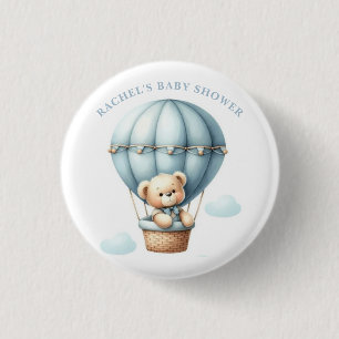 Teddybär-Heißluftballon-Baby-Shower-Button Button