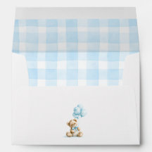 Teddybär hellblau Gingham Karomuster