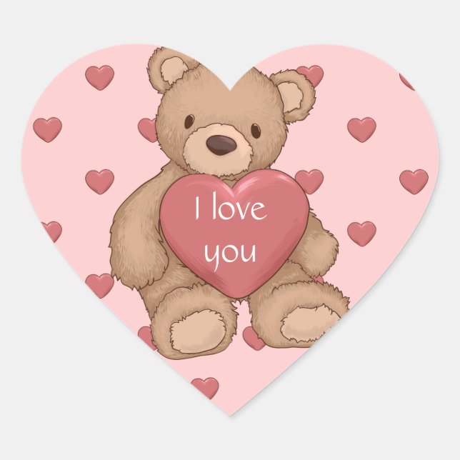Teddybär Herz-Aufkleber (Vorderseite)