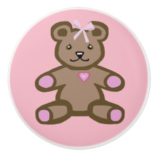 Teddybär, hübsch-braun-pinkfarben keramikknauf