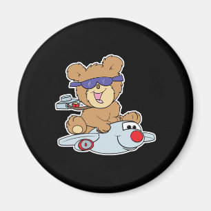 Teddybär im Flugzeug Magnet