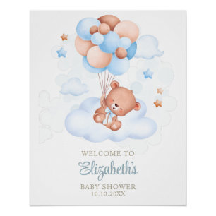 Teddybär im Himmel Baby Shower Poster