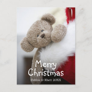 Teddybär im WeihnachtsStrumpf Feiertagspostkarte