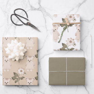 Teddybär in einem Kleid Geschenkpapier Set