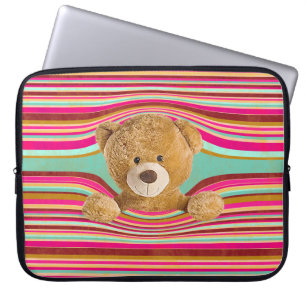 Teddybär in Streifen Laptopschutzhülle